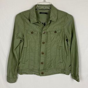 Tahari Women’s Snap Button Shirt Jacket With Pockets Green Size S 100% Lyocell